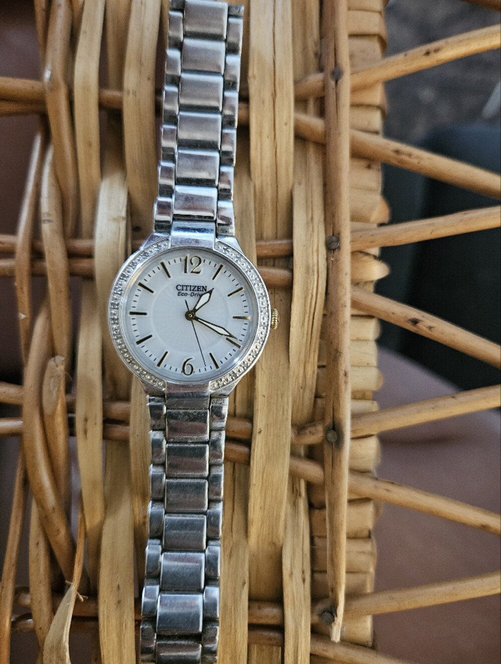 Citizen Eco-Drive Silver Stainless Steel Watch with Crystal Bezel